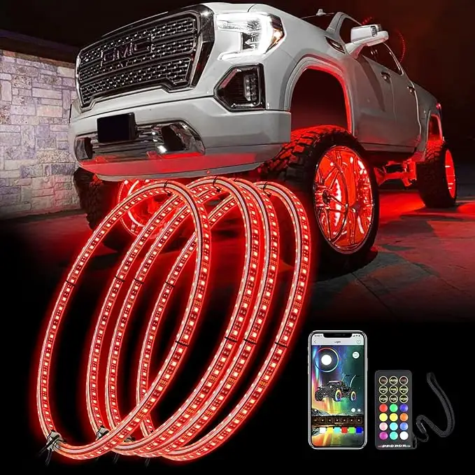 Other Car Light Accessories Color Changing Light RGB Ring 4pcs one Kit With App Control Led Logo Car Wheel Lights