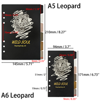Séparateurs de classeur A5 A6, inserts de planificateur budgétaire motif léopard, papier 6 trous, 6 onglets avec autocollants mensuels pour accessoires de carnet à 6 anneaux