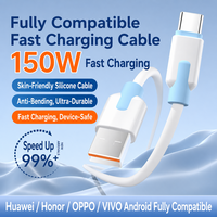 Câble USB-A vers Type-C en silicone à charge rapide 150W, anti-pliage, durable, cordon de charge pour téléphone Android Huawei Honor OPPO VIVO
