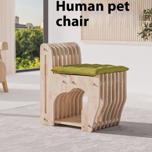 Silla de madera integrada multiuso para mascotas, marco de escalada, plataforma de salto de una pieza que ahorra espacio, Cama de Gato Dropshipping - Product Image 5
