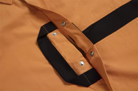 Chemises de travail pour hommes à col montant, manches courtes, coupe ample, boutonnées, style décontracté, motif uni brodé, tissu tricoté