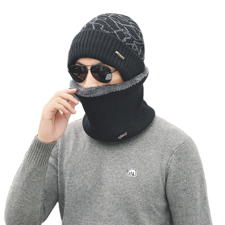 Съемная шапочка все в одном, жаккардовый вязаный комплект, шапка и шарф для мужчин