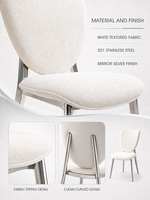 Chaise de salle à manger sculpturale moderne de luxe en tissu, avec structure en acier inoxydable 201 argenté miroir, pour restaurant, vente en gros sur mesure, directement de l'usine