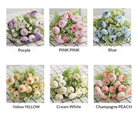 15 têtes de fleurs artificielles en soie, motif flocon de neige, bourgeons de thé et roses, pour décoration de salon, fêtes d'anniversaire, centres de table événementiels et Saint-Valentin