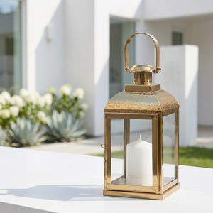Manufacturers Luxury Stainless Steel <b>Gold</b> Plated Metal Candle <b>Lanterns</b> for Home & Patio Decoration - Product Image 1