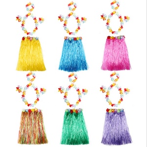 Jupe en herbe élastique de <span class=keywords><strong>danseuse</strong></span> <span class=keywords><strong>hawaïenne</strong></span> Hula avec ensemble de costume fleuri - Product Image 1