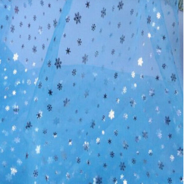 Холодное сердце Эльза Снежинка Серебряный Печатный органза ткань