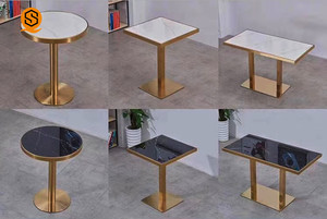 OEM Modern <strong>Small</strong> White Marble Dining <strong>Tables</strong> <strong>Gold</strong> Stainless Steel Round Dining <strong>Table</strong> and Chairs Sets - Product Image 6