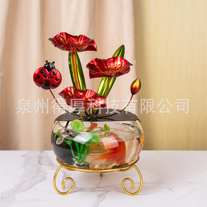 Lujosa Pecera Redonda de Metal con Agua Corriente, Decoración Feng Shui para Escritorio, Hogar, Oficina, Regalos Empresariales - Product Image 4