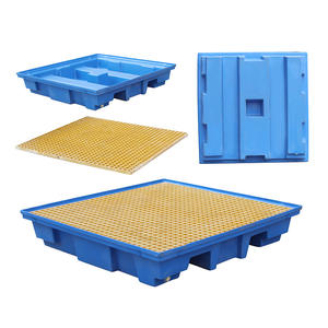 100% sin fugas HDPE doble 2 tambor Ibc Bund paleta <span class=keywords><strong>de</strong></span> contención <span class=keywords><strong>de</strong></span> derrames Tarimas Anti Derrames Para Tote con drenaje - Product Image 1