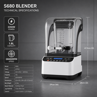 Blender Komersial 1.8L 2200W Baja Tahan Karat 304 Pisau Lepas Pasang 28000 RPM Kecepatan Variabel 3-5 Pengaturan Pelindung Cipratan untuk Hotel