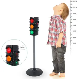 Jouet de feux de circulation DIY Jeu de simulation de trafic routier Hauteur 70cm Outil de trafic simulé avec lumière et son Éducation précoce pour enfant