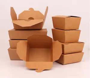 Food Grade Disposable Kraft Paper Lunch Box Fried Chicken Barbecue Bento Box Rectangular Paper Box