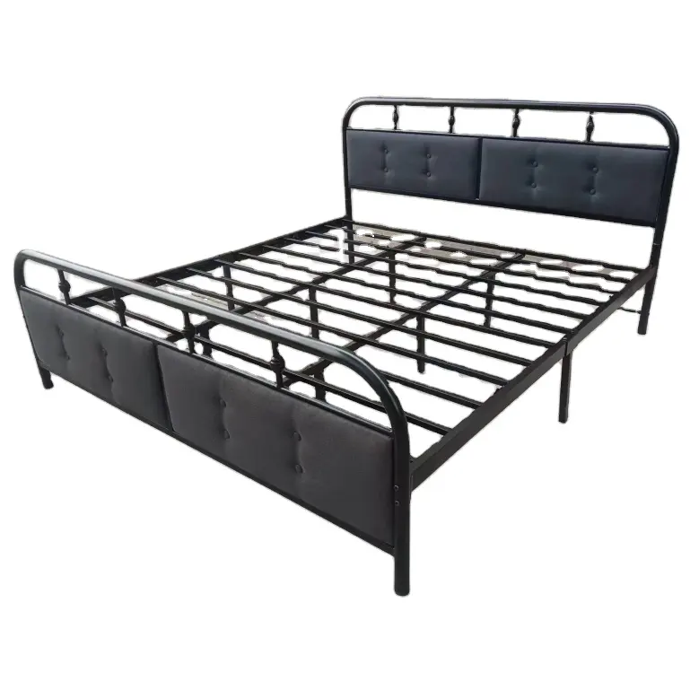 Modern ucuz fiyat klasik tasarım basit demir beyaz yatak kraliçe çift tek kral Metal yatak otel mobilya için