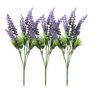 Wholesale 4 branches Colorful Plastic Artificial Lavender For Outdoor Home Decoration Lavender Green Plant Wall Artificial Plant