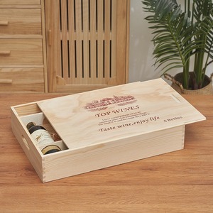 Caja de Madera para Vino, 6 Botellas, Forma de Libro, Hecha a Mano, Color Madera Natural, Rectangular, para Regalo o Almacenamiento - Product Image 1