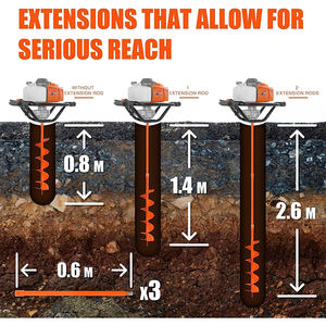 Giardino utilizzare 68CC 2 tempi alimentati a Gas coclea Post recinzione scavatrice con trivello a benzina trivella da 4 "8" 12 "trivella - Product Image 4