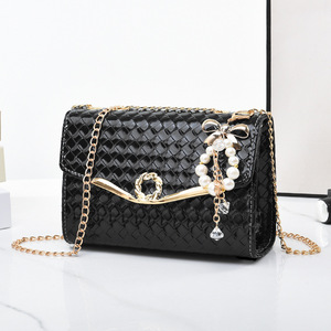 Fashion Custom Mini Girl Crossbody Solid Color Luxury Bags Women <b>Handbags</b> With Pearl Pendent - Product Image 1