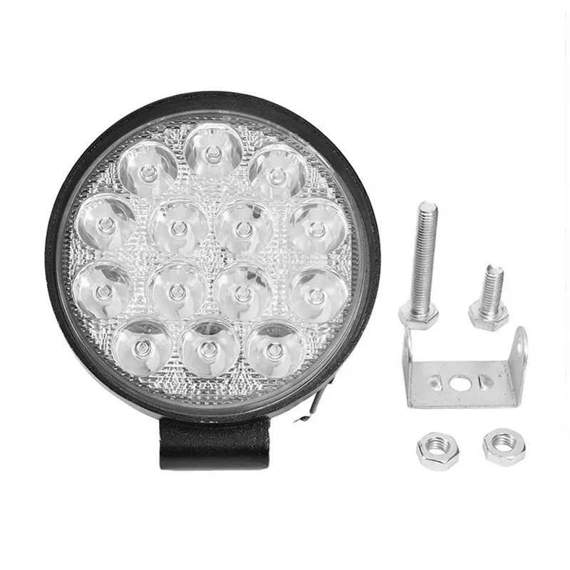 Lampu Led Off Road, 42W 1400LM tahan air bentuk bulat truk Trailer lampu kerja