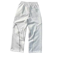 Moda nuevo diseño logotipo personalizado hombres rayas reflectantes pantalones de pierna ancha tejido cargo pantalones de chándal de algodón elástico