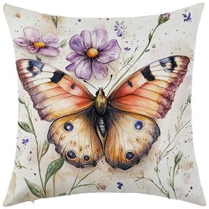 Funda de almohada Dreamy Butterfly cuadrada de 18x18 pulgadas, funda de cojín transpirable de estilo bohemio para sala de estar, sofá, decoración de asiento de coche - Product Image 2