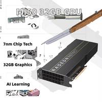 Workstation GPU Radeon MI50 32GB GDDR5 Bekas, Pendingin Kipas, Memori Video, Komputasi Berkecepatan Tinggi, PCI Express 4.0 16X, Output DP