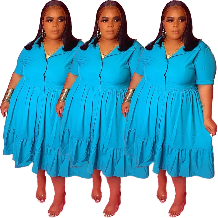 10802-MX19 pleated short sleeve summer other night plus size women's dresses sehe fashion