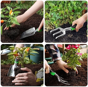 Kit d'outils de jardinage robuste 8 pièces avec sac de rangement pour outils à main, comprenant sécateurs, gants, râteaux et pelles - Product Image 5