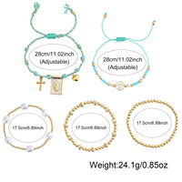 Go2hobo – Ensemble de bracelets catholiques perlés en gros, avec breloques Jésus, Vierge Marie et croix, plaqué or – Fournisseur de bijoux religieux