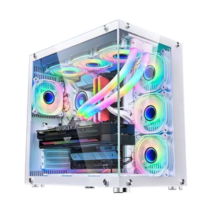 เคสคอมพิวเตอร์เกมมิ่ง Mid Tower M-ATX สีดำขาว พร้อมพัดลมกระจกนิรภัย RGB ลดราคาพิเศษ - Product Image 2