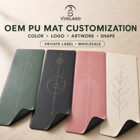 Tapis de yoga extra large et lisse en PU Yugaland, antidérapant, pour entraînement professionnel en salle de sport, fournisseur d'usine en gros