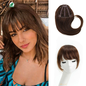 Frange en cheveux humains naturels en gros pour femmes, postiche invisible style français 3D, perruque à franges aériennes, clip style américain - Product Image 1