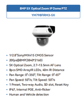 Haute qualité OEM marque 5X optique zoom 2.7-13.5MM objectif automatique IMX415 4K IP réseau PTZ caméra POE 2 voies audio SD fente vision nocturne