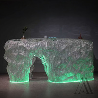 Mesa de Bar con Iluminación LED en Forma de Cueva con Aspecto de Cristal Hecho a Mano para Diseño de Área de Entretenimiento de Villa de Comida Fina de Club Nocturno