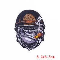 Badge thermocollant brodé tête de mort animal étoile en PU avec tissu sergé pour vestes, jeans, chapeaux