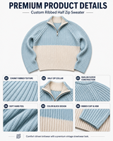 Pull Homme MENGTU à Demi-Zip en Tricot Côtelé Effet Délavé Vintage avec Logo Personnalisé – Style Streetwear