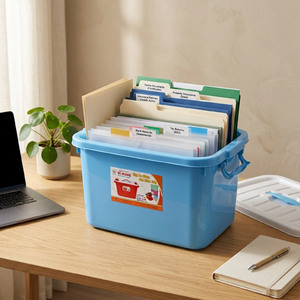 Office Organizer <b>Storage</b> Box 50x40x30cm PP Plastic Multifunctional Large Capacity Modern Design Lid for <b>Wardrobe</b> Kitchen - Product Image 6