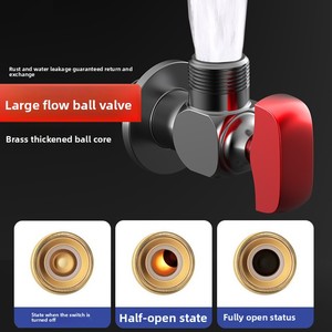 วาล์วทองเหลืองแบบเกลียว หัวบอล  แบบเปิดเต็มที่  สำหรับน้ำร้อนน้ำเย็น  <span class=keywords><strong>4</strong></span> ทาง  ใช้ได้กับเครื่องทำน้ำอุ่นทั่วไป  มีสัญลักษณ์สีแดงและสีน้ำเงิน - Product Image 2