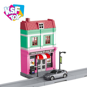 BSCI Européenne boulangerie cabine classique maison blocs bricolage créatifs assemblés jouets éducatifs avec 1:<span class=keywords><strong>64</strong></span> voitures moulé sous pression - Product Image 2