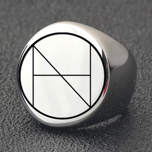 Geometric Round Stainless Steel <b>Ring</b> 22mm Unisex Jewelry Gift <b>Plain</b> Design - Product Image 4
