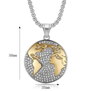 <span class=keywords><strong>Collana</strong></span> con Ciondolo Globo Terrestre Rotondo Placcato Oro 14k 18K per Uomo, Personalizzabile all'Ingrosso con Placcatura PVD in Oro 18K - Product Image 6