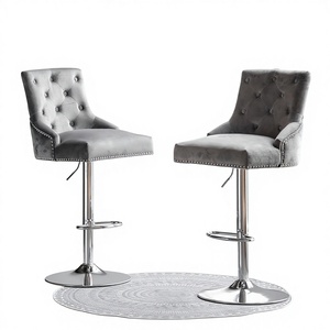 Taburete de Bar Móvil de Tela Estilo Europeo y Americano, con Elevación y Rotación, de Lujo Ligero, Moderno, para el Hogar, Taburete Alto y Otomana - Product Image 1