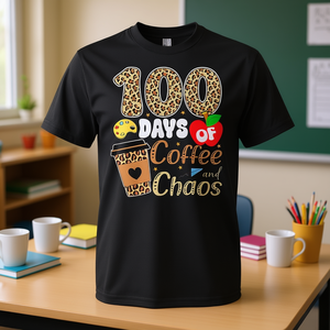 Maglietta per insegnanti amanti del caffè, 100 giorni di scuola, regalo per il 100° giorno di scuola per gli educatori - Product Image 3