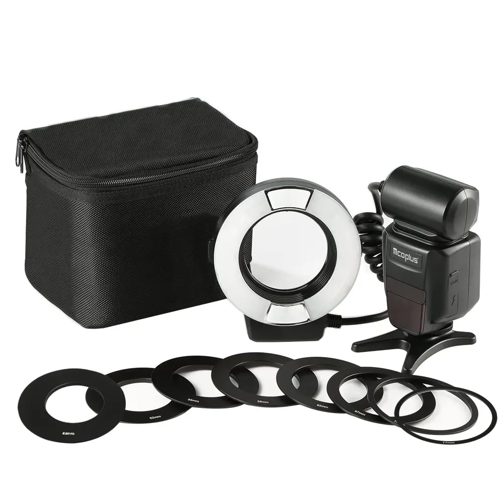 Mcoplus MCO14EXT for E-TTL with LED AF assist lamp LCD screen TTL Macro Ring Flash light
