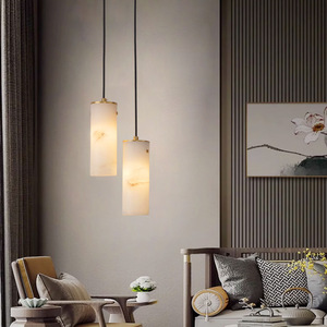 โคมไฟห้อยเพดานหินอ่อนธรรมชาติสไตล์นอร์ดิก รูปทรงยาว หลายหัว ไฟ LED เหมาะสำหรับห้องนอน บาร์ โถงทางเดิน ห้องรับประทานอาหาร บันได - Product Image 1