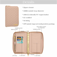 Hongbo Best Seller Custom 9-Color Gold-Ring A6 Pebble Quilted Leather Zippy Budget Binder Wallet para Navidad/Oficina/Agenda escolar