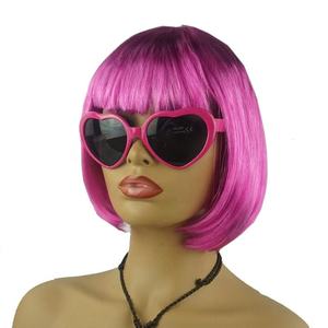 <span class=keywords><strong>Perruque</strong></span> courte droite d'<span class=keywords><strong>halloween</strong></span> avec lunettes de soleil, perruques synthétiques amusantes bon marché, accessoires de fête colorés pour BOB toupet - Product Image 6