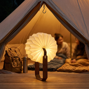 Lampe accordéon portable 3-en-1, lanterne en papier pliable avec poignée en bambou, cadeau d'entreprise, pour le bureau, les chaînes de magasins, la décoration intérieure et le camping - Product Image 5