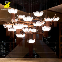Grand lustre en forme de branche d'arbre, style asiatique moderne, luminaire de plafond pour hall d'hôtel
