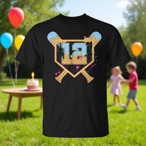 T-shirt de baseball pour 12e anniversaire, motif goutte de crème glacée numéro 12, pour enfants, manches courtes, col rond, unisexe, pour sports et jeux - Product Image 2